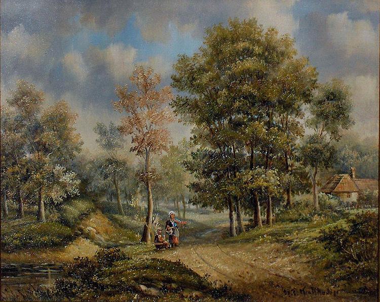 Barend Cornelis Koekkoek Walk in the woods oil painting picture